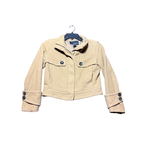 Mango Suit Jackets & Blazers - Mango Suit Jacket Women Small Tan Wool Blend Cropped Zip Up 31106778